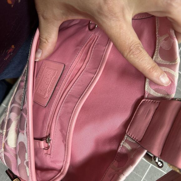 Coach Pink Signature Small Shoulder Bag M0533-10306 Y2K Style Canvas Purse - Picture 5 of 7